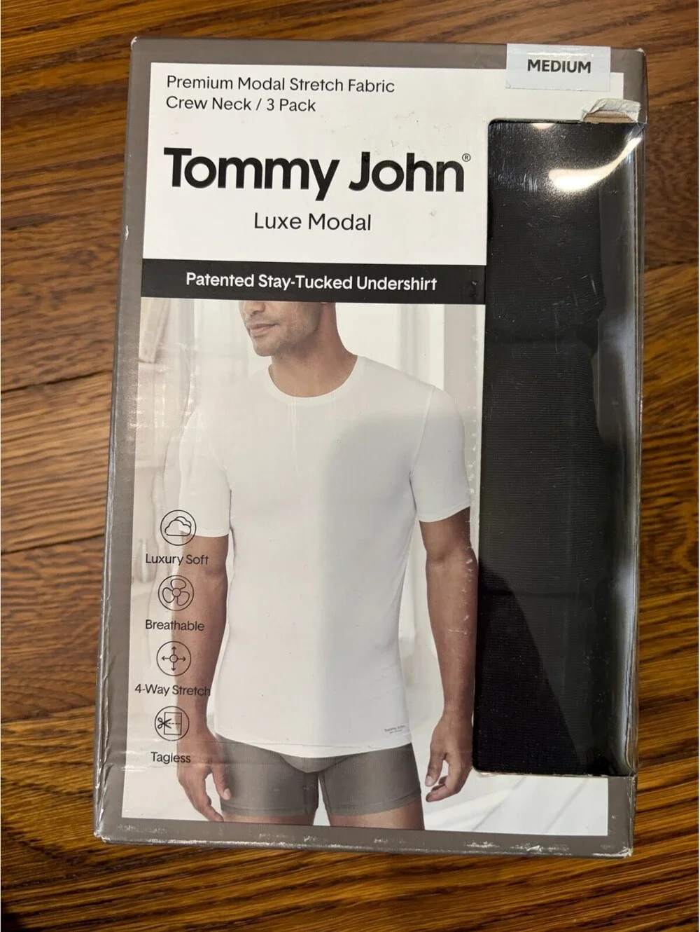 Tommy John Luxe Modal Crew Neck Undershirt 3 Pack Black Medium New